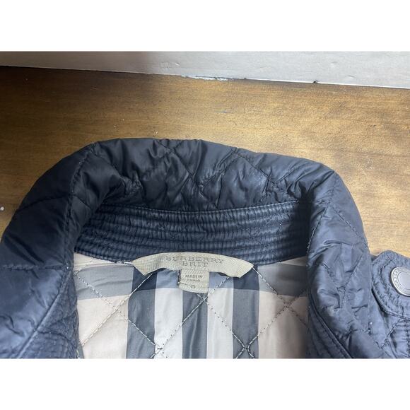 BURBERRY Brit Jacket Women's S Diamond Quilted Nova Check Black Lightweight - Picture 10 of 14